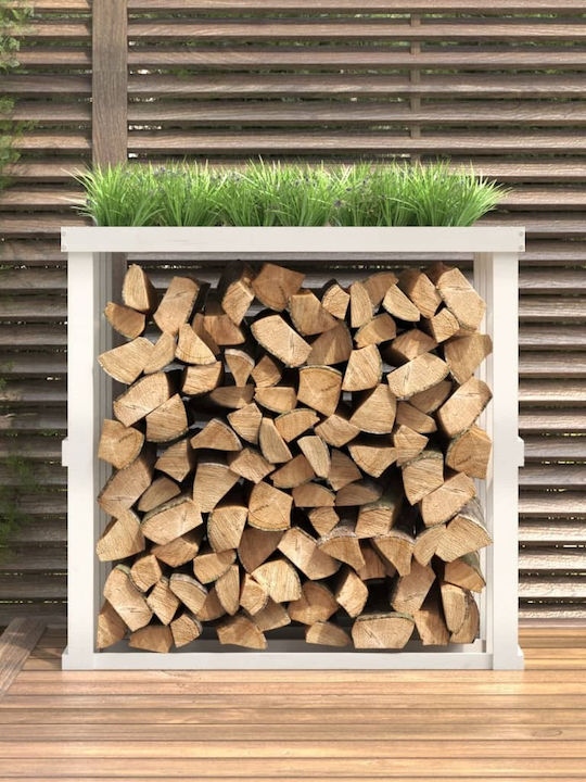 vidaXL Ξύλινο Κουτί Αποθήκευσης Ξύλων 108x52x106cm Λευκό