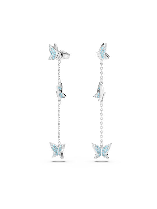 Swarovski Lilia Butterfly Long Cercei Atârnători din Argintiu cu Pietre