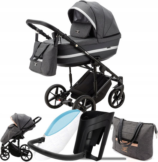 Adamex Rimini Verstellbar 3 in 1 Baby Kinderwagen Geeignet für Neugeborene Gray 12.5kg