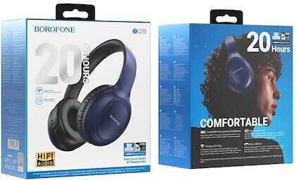 Borofone Fără fir Bluetooth On Ear Căști cu 20 ore de Funcționare Albastru marin