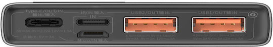 Baseus Adaman Overseas Edition 2021 Power Bank 10000mAh 22.5W με 2 Θύρες USB-A και Θύρα USB-C Power Delivery / Quick Charge 3.0 Μαύρο