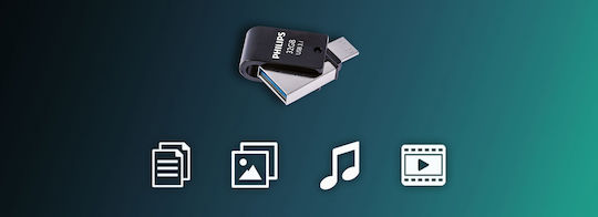 Philips 2in1 Usb 3.1 Stick 32GB USB 3.1 Stick with connection USB-C Black