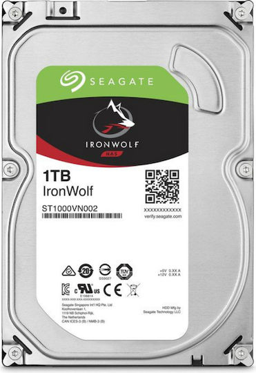 Seagate Ironwolf 1TB HDD Σκληρός Δίσκος 3.5" SATA III 5900rpm με 256MB Cache για NAS