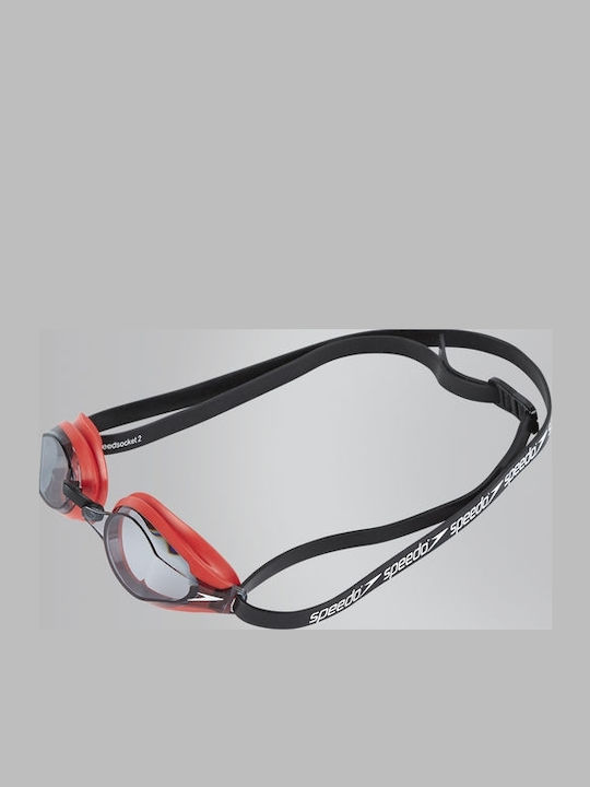 Speedo Fastskin Speedsocket 2 Swimming Goggles Adults with Anti-fog Lenses Red