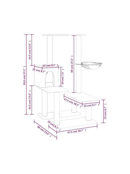 vidaXL Scratching Post Cat Trees Beige 47.5x60x94.5cm