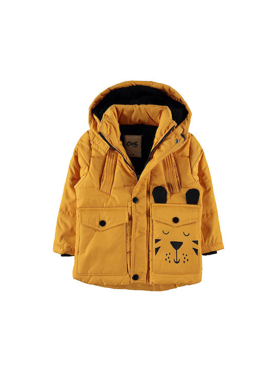 Children's hooded jacket with mustard lining for boys (2-6 years)