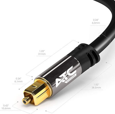 ATC Optical Audio Cable TOS male - TOS male Μαύρο 1.5m (02.007.0020)
