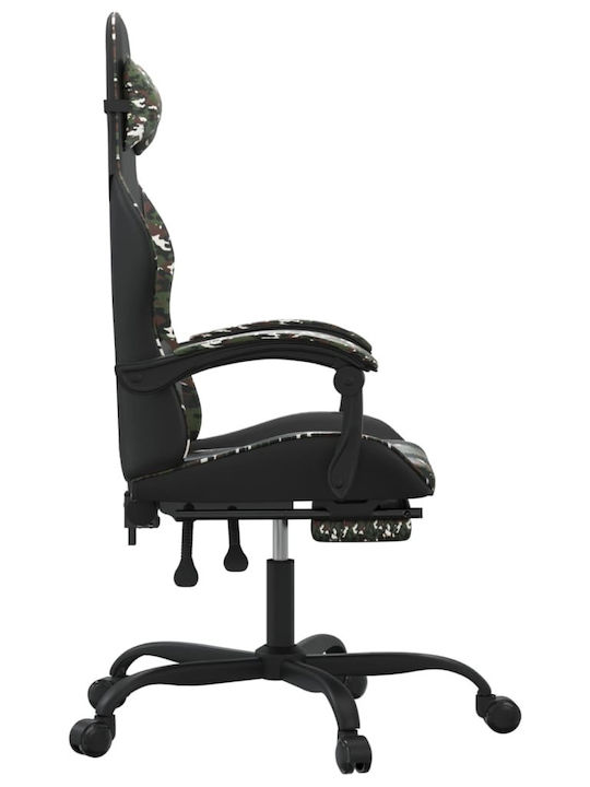 vidaXL 349614 Геймърски стол с RGB осветление и подлакътник Camo Black