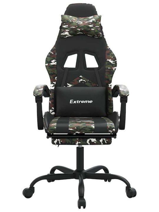 vidaXL 349614 Геймърски стол с RGB осветление и подлакътник Camo Black