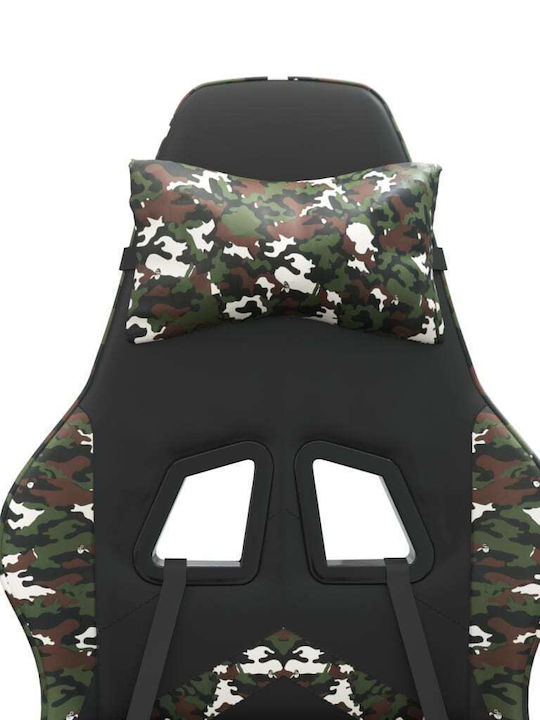 vidaXL 349614 Геймърски стол с RGB осветление и подлакътник Camo Black