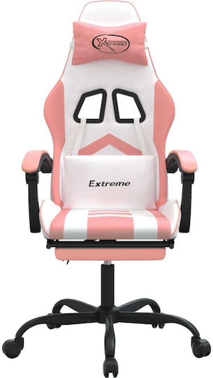 vidaXL 349612 Artificial Leather Gaming Chair with Footrest White / Pink