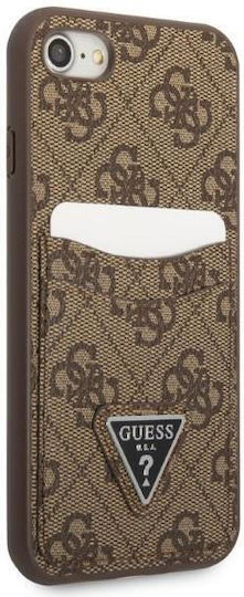 Guess Triangle Logo Cardslot Back Cover Synthetic Leather with Card Slot Brown (iPhone SE 2022/2020)