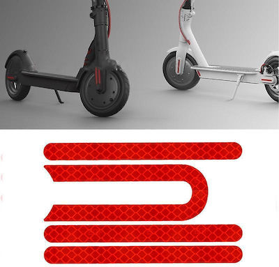 SKT Reflector for Electric Scooter Front & Rear Phosphorescent Red Stickers Xiaomi in Red Color SKT-XM0051