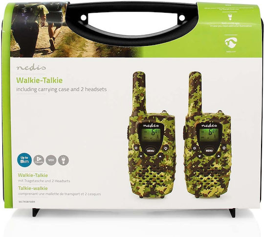Nedis WLTK0810BK Transmițător Wireless PMR cu Ecran Monocrom Set 2buc Camo Green