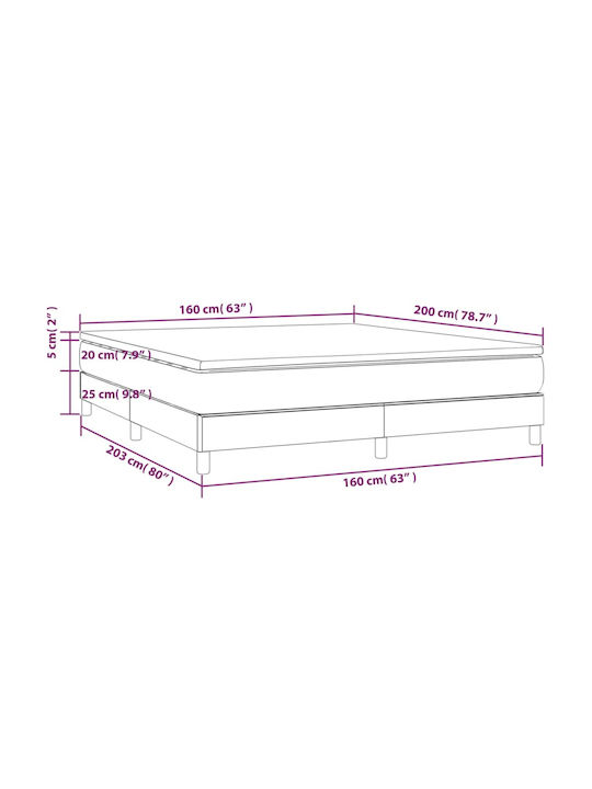 Saltea Supradublă Pătată cu Material Maro Închis cu Plăci și Saltea 160x200cm