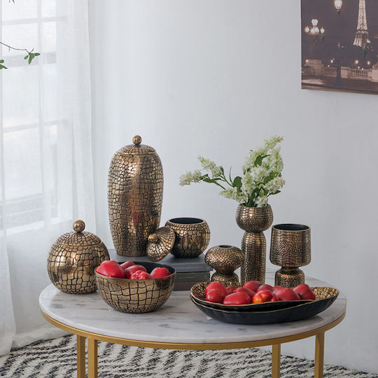 Artekko Decorative Vase Croco Gold 15x15x17cm