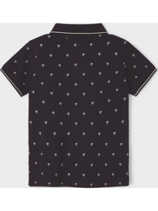 Kinderpolo Kurzarm Schwarz Palm Tree