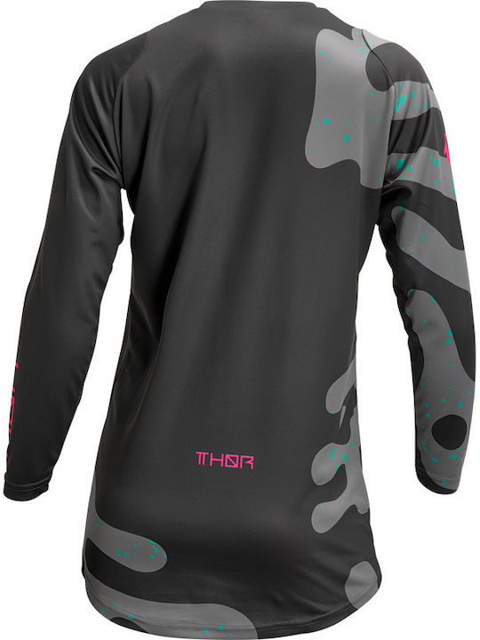 Thor Sector Disguise Pentru femei Tricou Motocross Mânecă lungă Gray/Pink