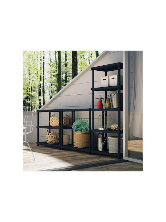 Plastic Shelf Qblack 3060 S/4 With 4 Black Shelves 60x30x132cm