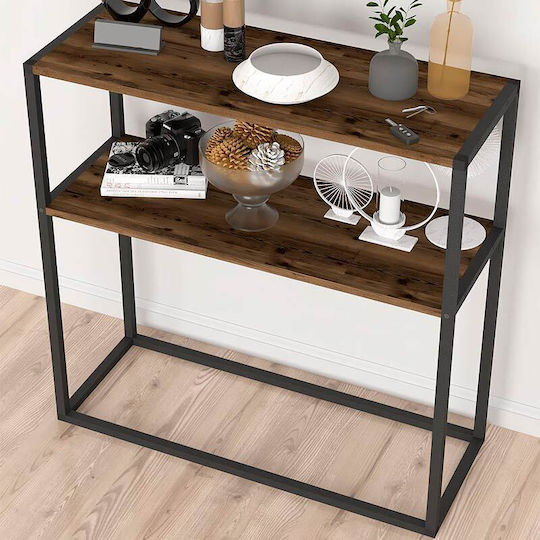 Castel Wooden Console Table Black / Smoked Walnut L90xW33.5xH90cm