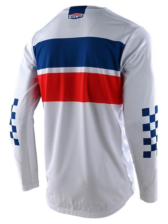 Troy Lee Designs ΜΧ GP Racing Stripe Ανδρική Μπλούζα Motocross Μακρυμάνικη Λευκό Χρώμα