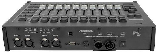 Obsidian NXP Wing DMX Controller Lichtkonsole mit 4 Steuerkanälen / 5 XLR-Eingänge und Verbindung USB (für PC)