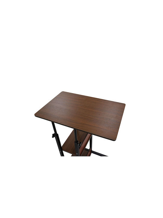 Rectangular Măsuță auxiliară Babs Din lemn cu Roți Nuc - Negru L60xW40xH71cm.
