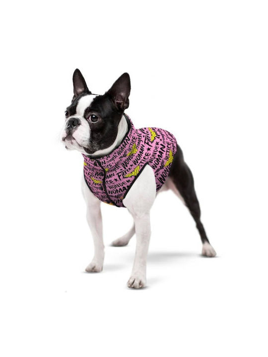 WauDog Wonder Woman Hundemantel Wasserdicht Rosa Mittel mit Rückenlänge 45 cm.