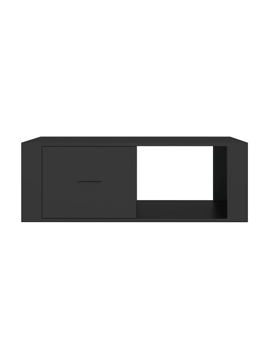 Masa Centrală Rectangulară Din Lemn Cu Sertare Neagră Lățime 50,5 Lungime 100 Înălțime 35 cm