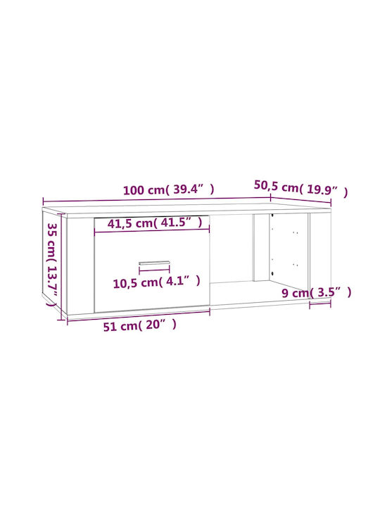 Masa Centrală Rectangulară Din Lemn Cu Sertare Neagră Lățime 50,5 Lungime 100 Înălțime 35 cm
