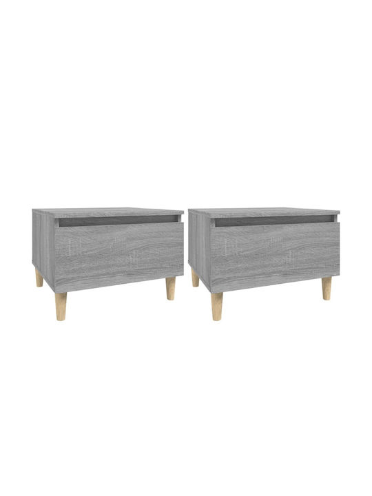 Rectangular Wooden Coffee Table Gray L50xW46xH35cm 2τμχ