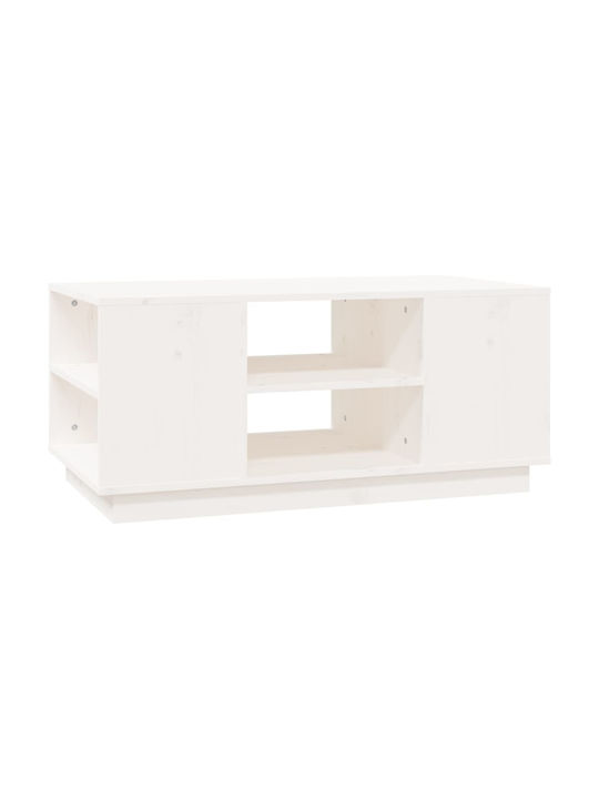 Rectangular Coffee Table from Solid Wood White L90xW49xH40.5cm.