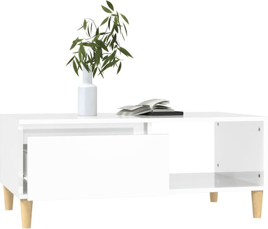 Rechteckig Couchtisch Holz Glossy White B90xT50xH36.5cm