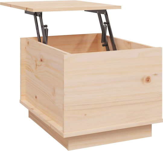 Rectangular Side Coffee Table Made of Solid Wood with Lifting Mechanism Beige W40xL50xH35cm