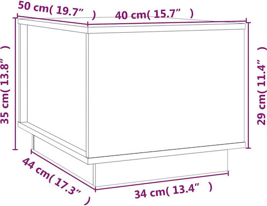 Rectangular Side Coffee Table Made of Solid Wood with Lifting Mechanism Beige W40xL50xH35cm