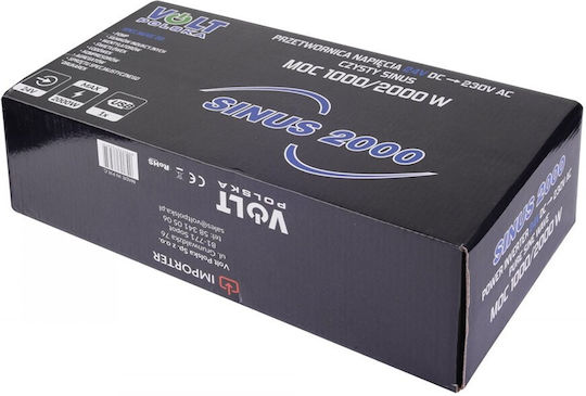 Volt Polska Sinus 2000 Inverter für Autos 2000W zur Umwandlung von 12V DC in 235V AC mit 1xUSB