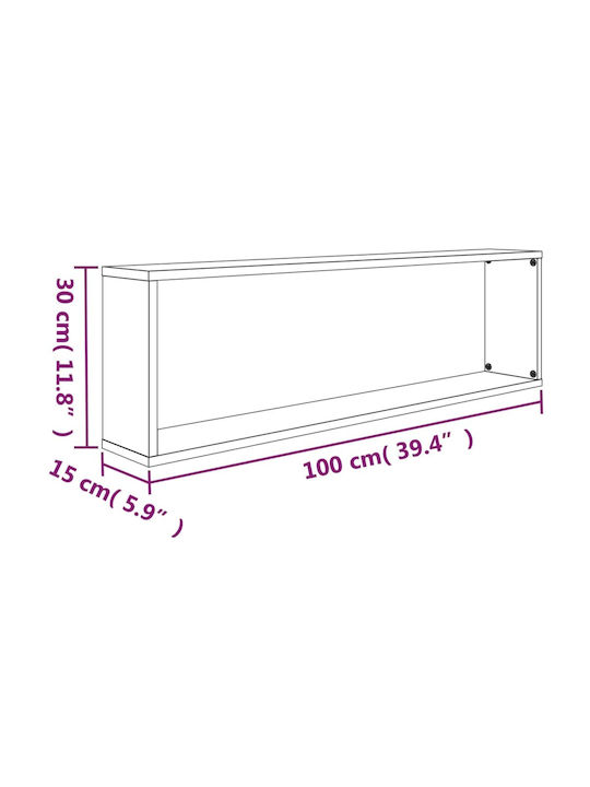 Ράφια Τοίχου Καπνιστή Δρυς (4τμχ) 100x15x30εκ.