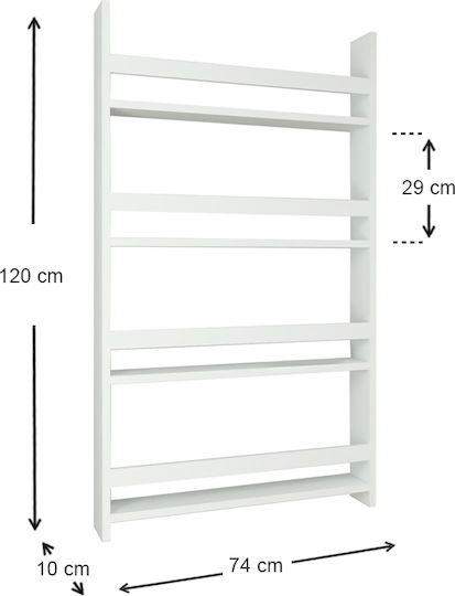 Kids Wall Montessori Shelving Unit White 70x10x120cm