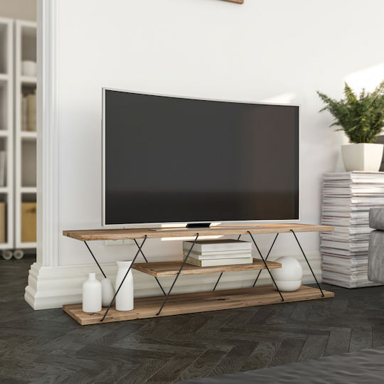 Έπιπλο Τηλεόρασης Tars Φυσικό / Μαύρο Μ120xΠ30xΥ33cm