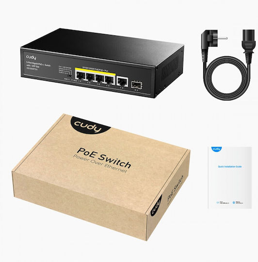 Cudy GS1005PTS1 Unmanaged L2 PoE+ Switch με 5 Θύρες Gigabit (1Gbps) Ethernet και 1 SFP Θύρα