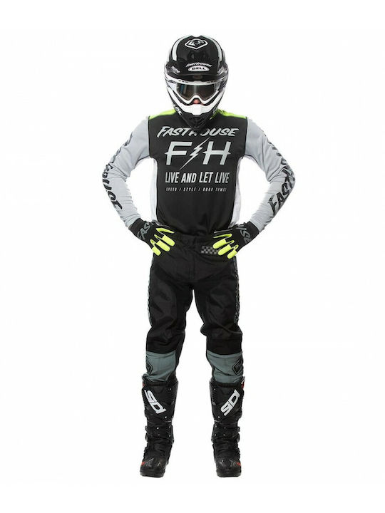 Fasthouse Grindhouse Clyde Pentru bărbați Tricou Motocross Mânecă lungă Black/White