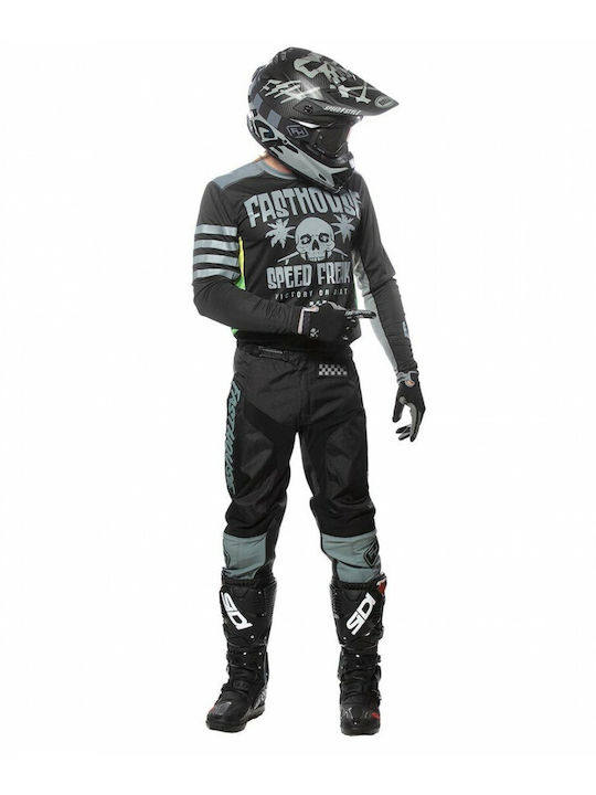 Fasthouse Grindhouse Swell Pentru bărbați Tricou Motocross Mânecă lungă Black/Grey/Green