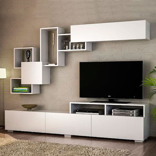 Животно помещение ТВ единица Stamatia White / Walnut Д210xШ36.8xВ46.8бр