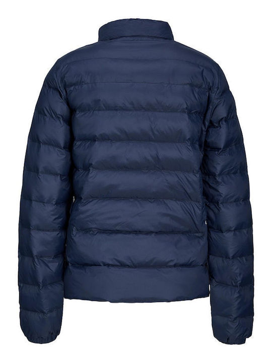 Jack & Jones Women's Short Puffer Jacket Windproof for Spring or Autumn Navy Blue