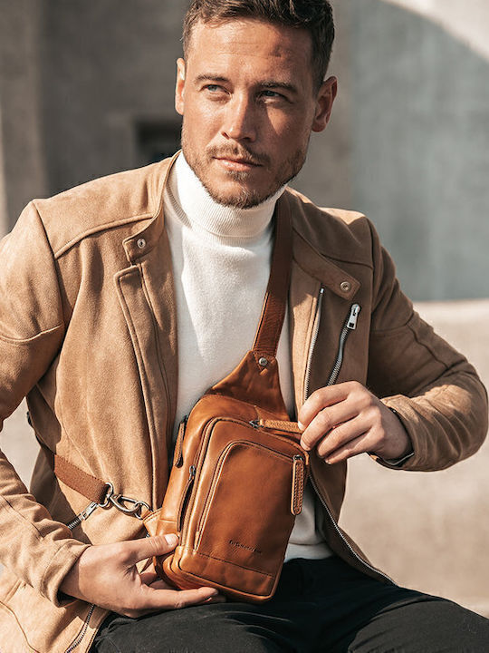 Leather Men's Bag Sling Tabac Brown