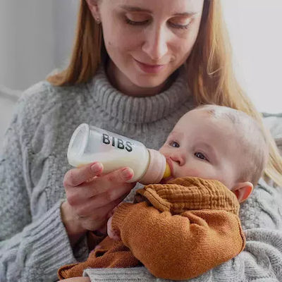 Bibs Glasflasche Gegen Koliken mit Kautschuksauger für 0+, 0+ m, Monate Iron 110ml 1Stück