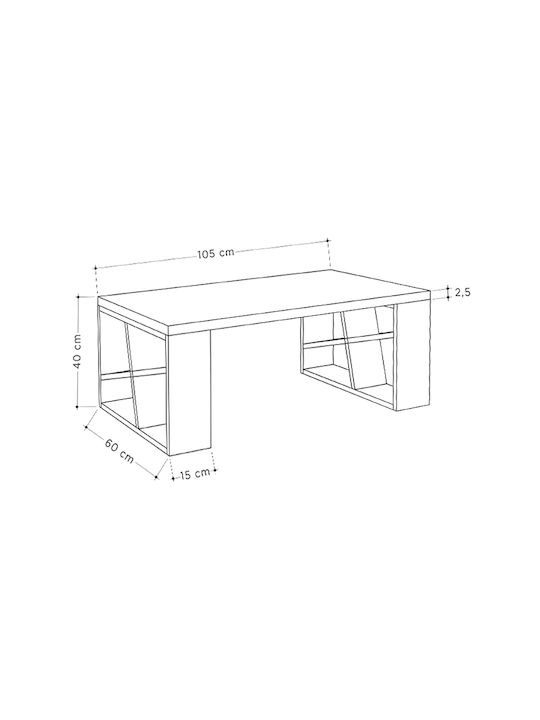 Rechteckig Couchtisch Honey Γκρι Ρετρό / Λευκό L105xB60xH40cm