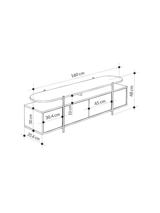 Έπιπλο Τηλεόρασης Hanley Λευκό Μ160xΠ35.6xΥ48cm