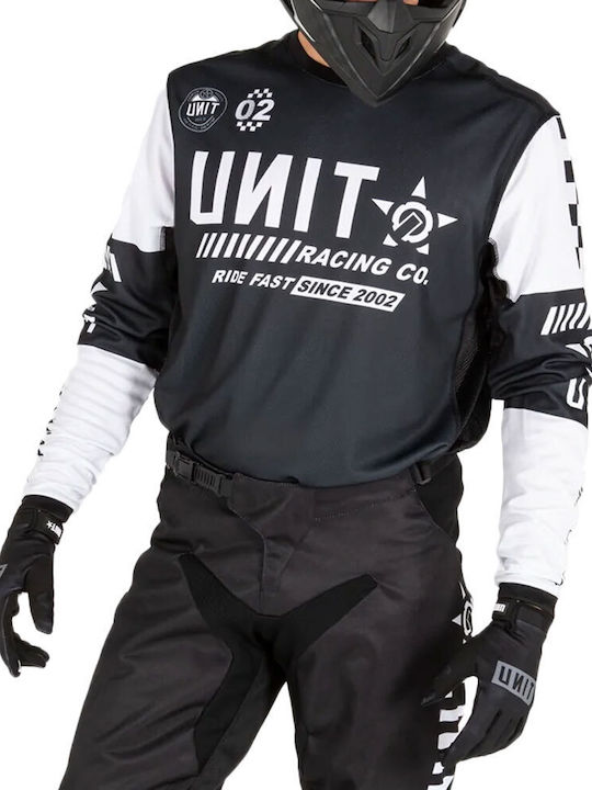 Unit Clash Pentru bărbați Tricou Motocross Mânecă lungă Black/White