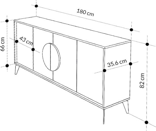 Sideboard Gora Wooden Black / White 180x35.6x82cm